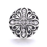 cross 20MM  design Rhinestone  Metal snap buttons