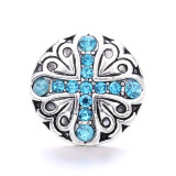 cross 20MM  design Rhinestone  Metal snap buttons