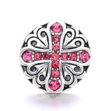 cross 20MM  design Rhinestone  Metal snap buttons