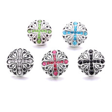cross 20MM  design Rhinestone  Metal snap buttons