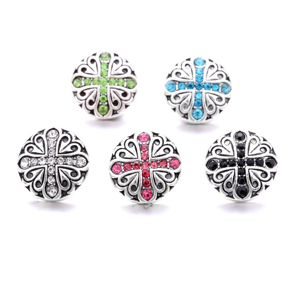 cross 20MM  design Rhinestone  Metal snap buttons