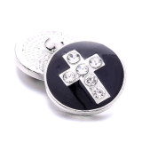 cross 20MM  design Rhinestone  Metal snap buttons