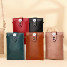Retro shoulder bag simple casual vertical mini bag messenger mobile phone bag fit 18mm snap button jewelry