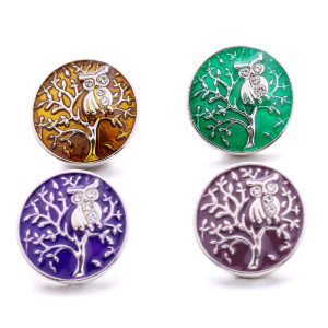 owl 20MM  design Rhinestone  Metal snap buttons