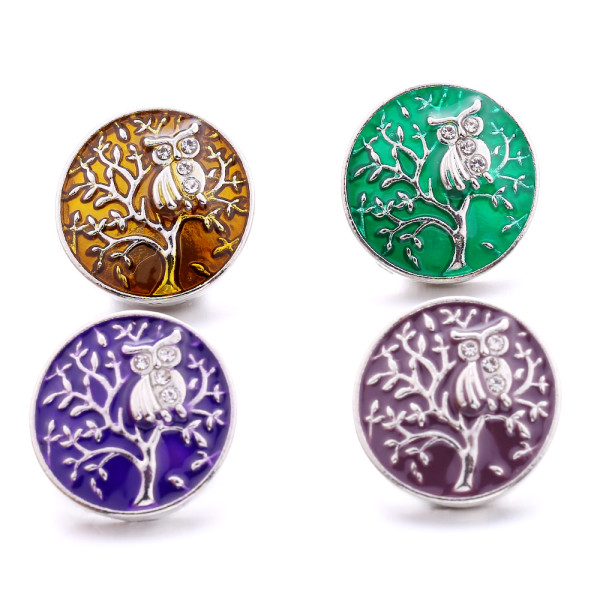 owl 20MM  design Rhinestone  Metal snap buttons