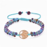 14 styles Tree of Life Natural Stone Bracelet Woven Double Layer Turquoise Crystal Bracelet Wrapped Yoga Bead Bracelet