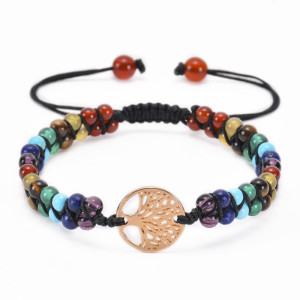 14 styles Tree of Life Natural Stone Bracelet Woven Double Layer Turquoise Crystal Bracelet Wrapped Yoga Bead Bracelet
