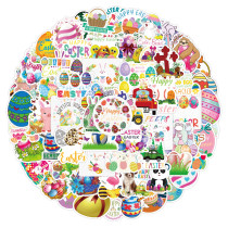 50pcs happy easter graffiti stickers decorative suitcase notebook waterproof detachable stickers