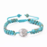 14 styles Tree of Life Natural Stone Bracelet Woven Double Layer Turquoise Crystal Bracelet Wrapped Yoga Bead Bracelet