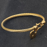 Heart Lock Pointed Stainless Steel Bracelet Braided Twist Bangle