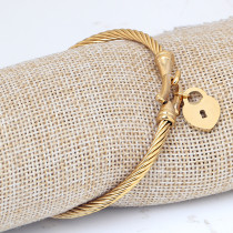 Heart Lock Pointed Stainless Steel Bracelet Braided Twist Bangle