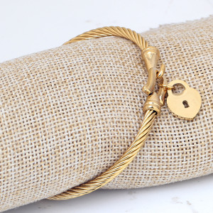 Heart Lock Pointed Stainless Steel Bracelet Braided Twist Bangle
