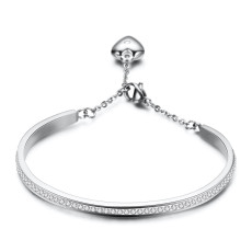 Single Row Diamond Gold Plated Stainless Steel Bracelet Open Adjustable Extension Chain Bracelet