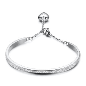 Single Row Diamond Gold Plated Stainless Steel Bracelet Open Adjustable Extension Chain Bracelet
