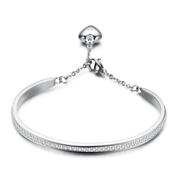 Single Row Diamond Gold Plated Stainless Steel Bracelet Open Adjustable Extension Chain Bracelet