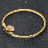Heart Lock Pointed Stainless Steel Bracelet Braided Twist Bangle