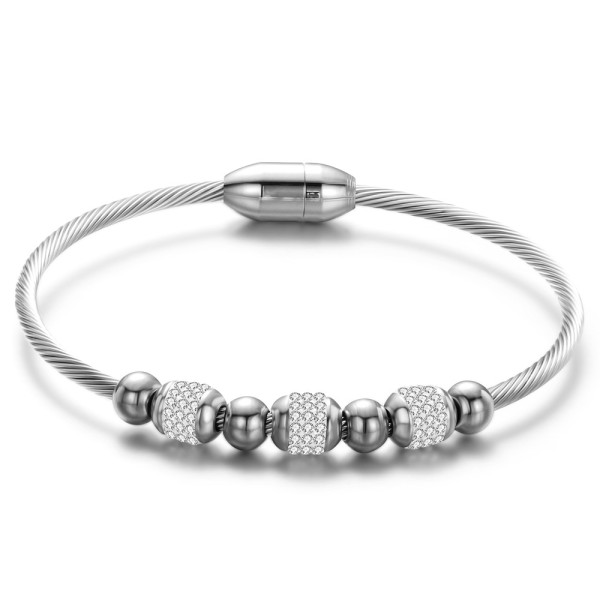 Magnet Diamond Stainless Steel Wire Cable Bracelet