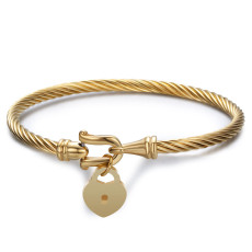 Heart Lock Pointed Stainless Steel Bracelet Braided Twist Bangle