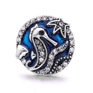 hippocampus 20MM  design Rhinestone  Metal snap buttons