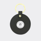 Genuine Leather  Litchi Pattern Round Keychain Multicolor fit 18mm snap button jewelry
