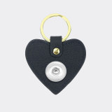 Genuine Leather  Litchi Pattern love Keychain Multicolor fit 18mm snap button jewelry