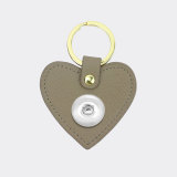 Genuine Leather  Litchi Pattern love Keychain Multicolor fit 18mm snap button jewelry