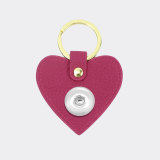 Genuine Leather  Litchi Pattern love Keychain Multicolor fit 18mm snap button jewelry