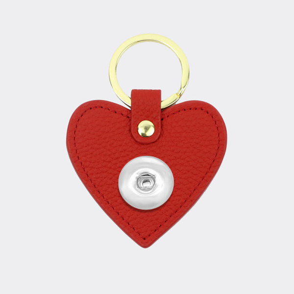 Genuine Leather  Litchi Pattern love Keychain Multicolor fit 18mm snap button jewelry