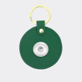 Genuine Leather  Litchi Pattern Round Keychain Multicolor fit 18mm snap button jewelry