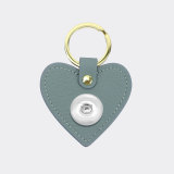 Genuine Leather  Litchi Pattern love Keychain Multicolor fit 18mm snap button jewelry