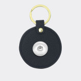 Genuine Leather  Litchi Pattern Round Keychain Multicolor fit 18mm snap button jewelry