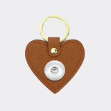 Genuine Leather  Litchi Pattern love Keychain Multicolor fit 18mm snap button jewelry