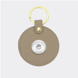 Genuine Leather  Litchi Pattern Round Keychain Multicolor fit 18mm snap button jewelry
