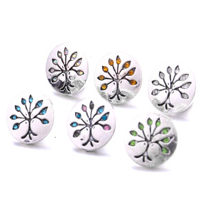 life Tree 20MM  design Rhinestone  Metal snap buttons