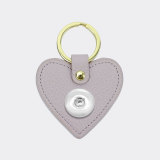 Genuine Leather  Litchi Pattern love Keychain Multicolor fit 18mm snap button jewelry