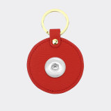 Genuine Leather  Litchi Pattern Round Keychain Multicolor fit 18mm snap button jewelry