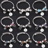 Butterfly Elephant Beaded Alloy Bracelet Tree of Life Pendant Crystal Various Dragonfly Love Metal Bracelet fit snaps jewelry