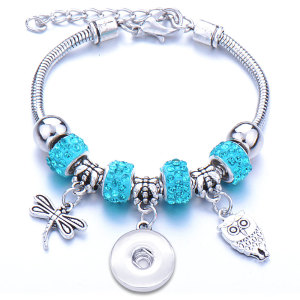 Diy tree of life glass bead bracelet crystal diamond beaded bracelet ladies snake chain bracelet fit snaps jewelry