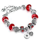 DIY Beaded Bracelet Silver Plated Crystal Owl Alloy Beads Diamond Heart Copper Bracelet fit snaps jewelry