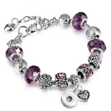 DIY Beaded Bracelet Silver Plated Crystal Owl Alloy Beads Diamond Heart Copper Bracelet fit snaps jewelry