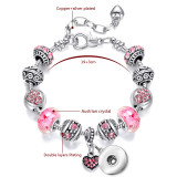 DIY Beaded Bracelet Silver Plated Crystal Owl Alloy Beads Diamond Heart Copper Bracelet fit snaps jewelry