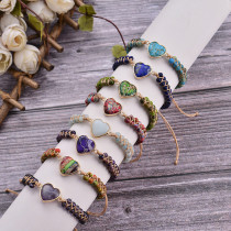 8 styles love Emperor Stone Bracelet Hand Braided Chakra Wrap Bracelet Heart Shaped Natural Stone Bracelet