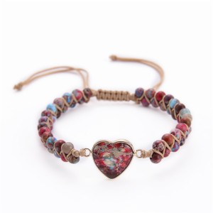 8 styles love Emperor Stone Bracelet Hand Braided Chakra Wrap Bracelet Heart Shaped Natural Stone Bracelet
