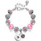 DIY Beaded Bracelet Silver Plated Crystal Owl Alloy Beads Diamond Heart Copper Bracelet fit snaps jewelry
