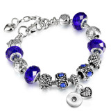 DIY Beaded Bracelet Silver Plated Crystal Owl Alloy Beads Diamond Heart Copper Bracelet fit snaps jewelry