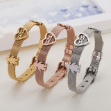 Strap Stainless Steel Bracelet Heart Shaped Cutout Letter Mama Mother's Day Bracelet for Boys and Girls