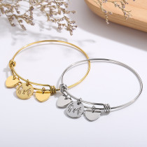 Stainless Steel Heart Shape Parent-Child Hand in Hand Retractable Bracelet Mother's Day Gift