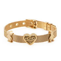 Strap Stainless Steel Bracelet Heart Shaped Cutout Letter Mama Mother's Day Bracelet for Boys and Girls