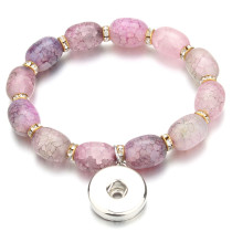 1 buttons With  snap crystal Elasticity Handmade Beaded Bracelets fit18&20MM  snaps jewelry