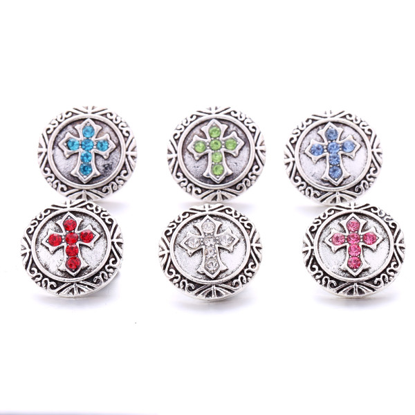 20MM cross design Rhinestone  Metal snap buttons